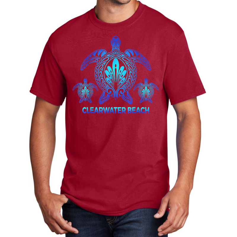 Vintage Clearwater Beach Florida Blue Sea Turtle Souvenirs T Shirt Basic T-shirt by shmonotpv4s | Artistshot