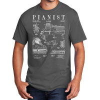 Grand Piano Old Vintage Patent Pianist Drawing Print Basic T-shirt | Artistshot