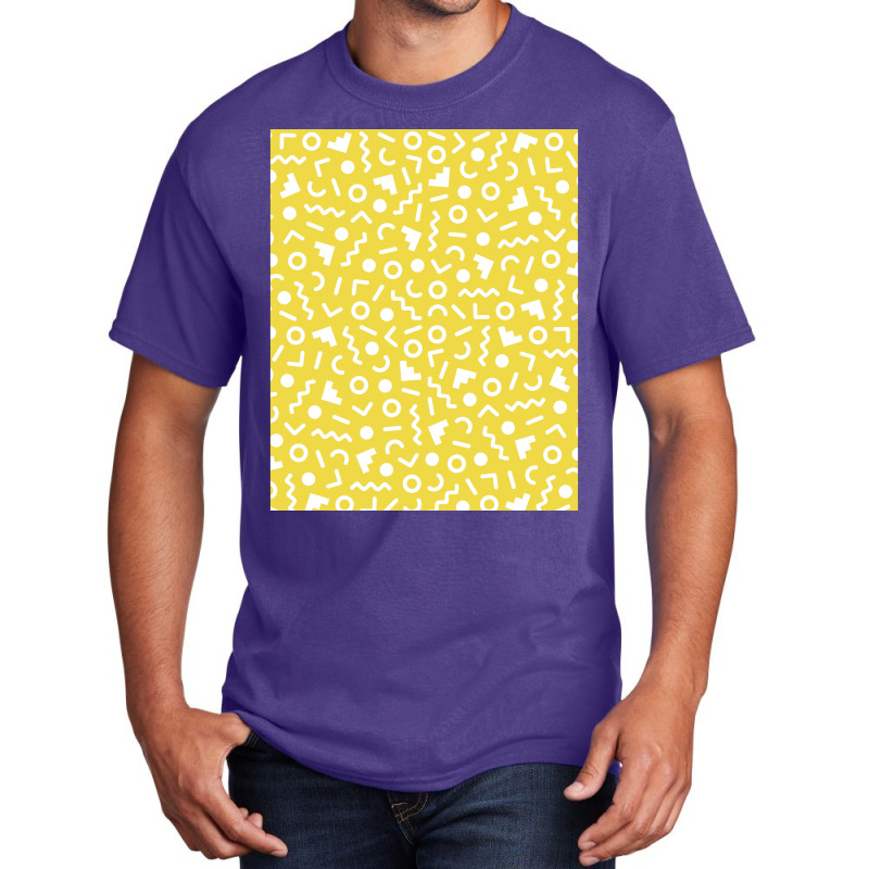 Colorful Retro Memphis Style Pattern Yellow Graphic Basic T-shirt by vonnezramzele | Artistshot