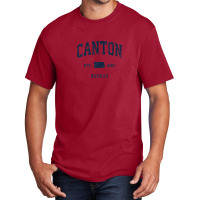 Canton Kansas Ks Vintage Athletic Navy Sports Design Basic T-shirt | Artistshot