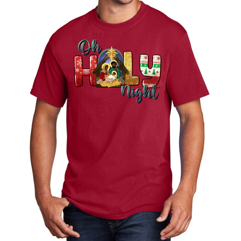 Oh Holy Night Black Holy Family Black Jesus Basic T-shirt | Artistshot