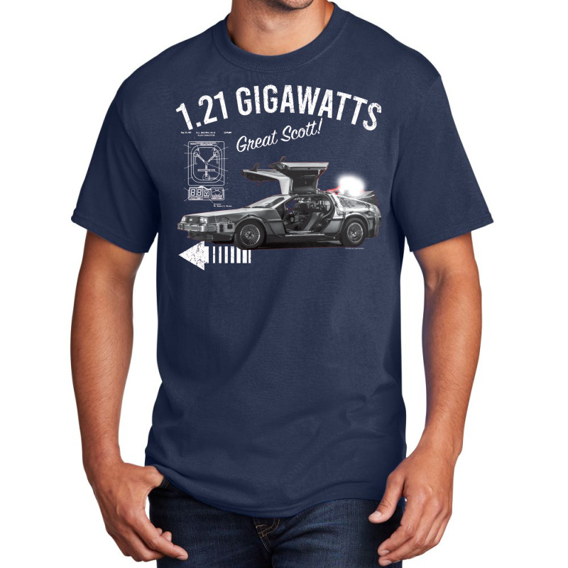 Back To The Future 1.21 Gigawatts Delorean Car (© Ucs Llc And Amblin) Basic T-shirt by icubvam2 | Artistshot