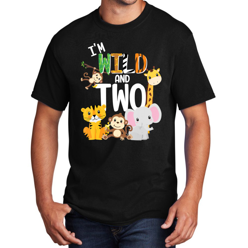 Hot Trend I'm Wild And Two Zoo Theme Birthday Safari Jungle Animals Basic T-shirt by behindcedar22 | Artistshot