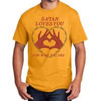 Limited Edition Satan Loves You Basic T-shirt | Artistshot