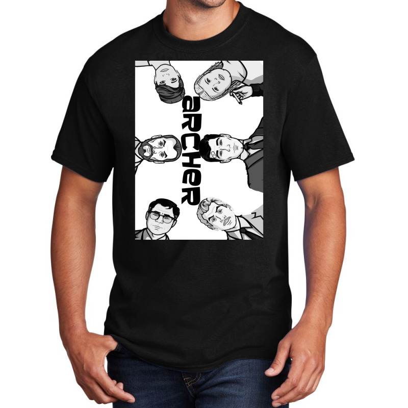 Random Faces Of Archer Poster Green Basic T-shirt | Artistshot