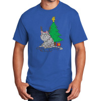 Cat Christmas Lights And Christmas Tree Basic T-shirt | Artistshot