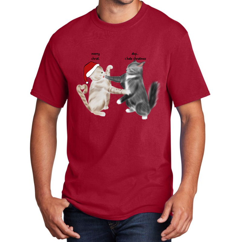 Cat Hates Christmas Basic T-shirt | Artistshot