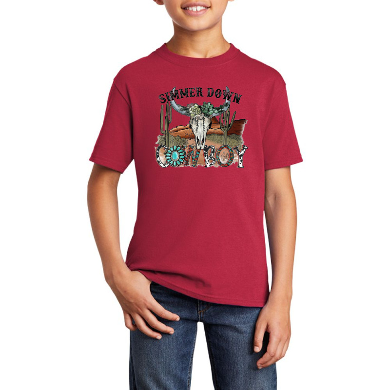 Western Country Cowgirl Simmer Down Cowboy Rodeo Horse Girl Basic Youth T-shirt | Artistshot