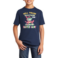 Will Trade Sister For Easter Candy Dinosaur T Rex Bunny Ears Basic Youth T-shirt | Artistshot