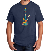 Retro Style Puzzle Tstyle Electric Guitar Silhouette Basic T-shirt | Artistshot