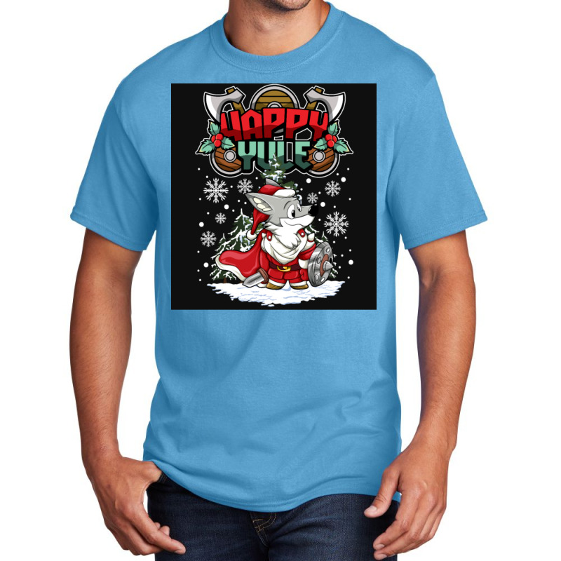 Happy Yule Viking Husky Dog Christmas  Quote Red Basic T-shirt | Artistshot