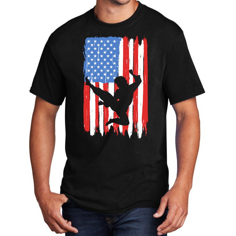 American Flag Kung Fu Graphic Basic T-shirt by dealgummy642 | Artistshot