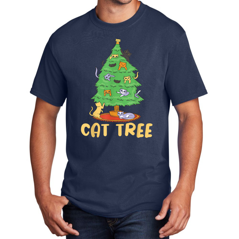 Cat Tree With Cats And Christmas Tree Basic T-shirt | Artistshot