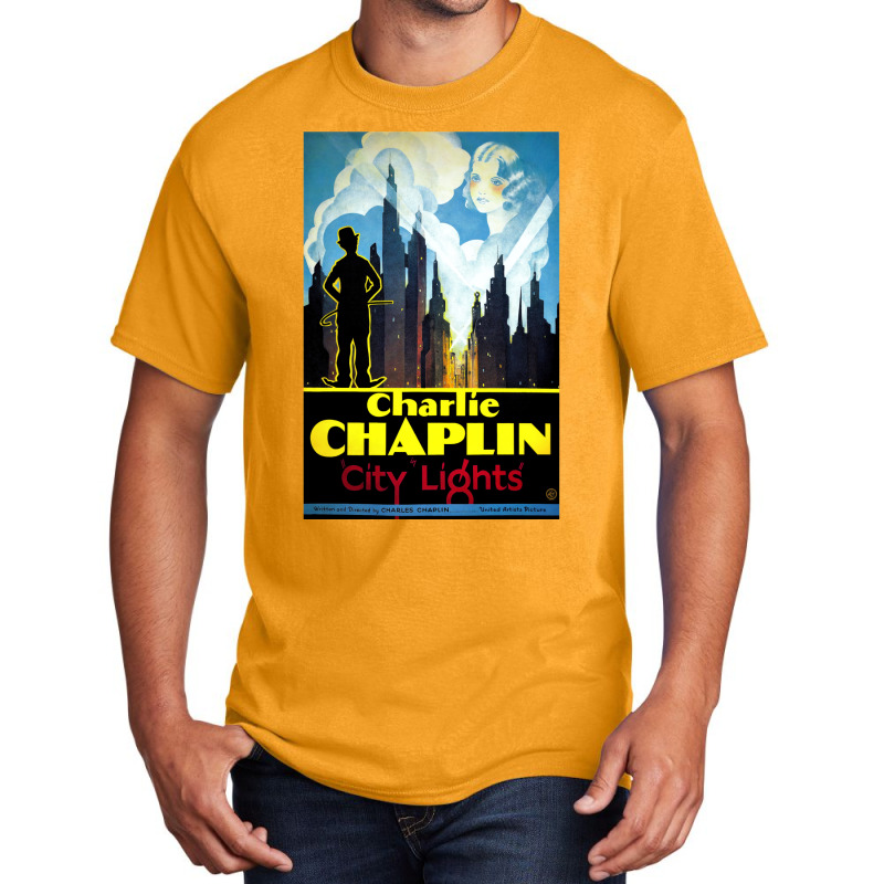 Charlie Chaplin, City Lights, 1931 Theatrical Release Poster Classic S Basic T-shirt by kahuakalux4 | Artistshot