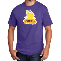 Great ! Word Great And Yellow Hand With Thumb Up. Colorful Illustratio Basic T-shirt | Artistshot