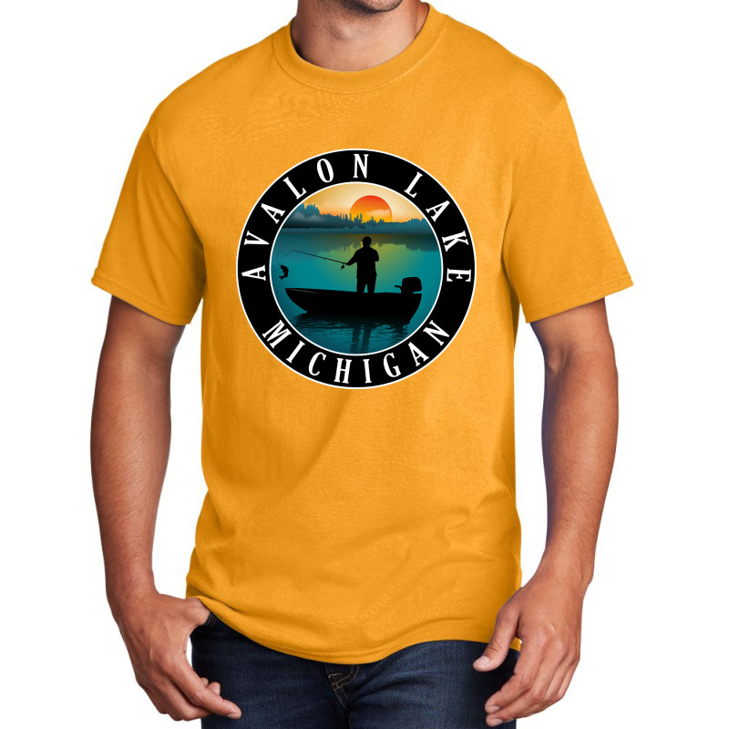 Avalon Lake Fishing Michigan Sunset Basic T-shirt | Artistshot