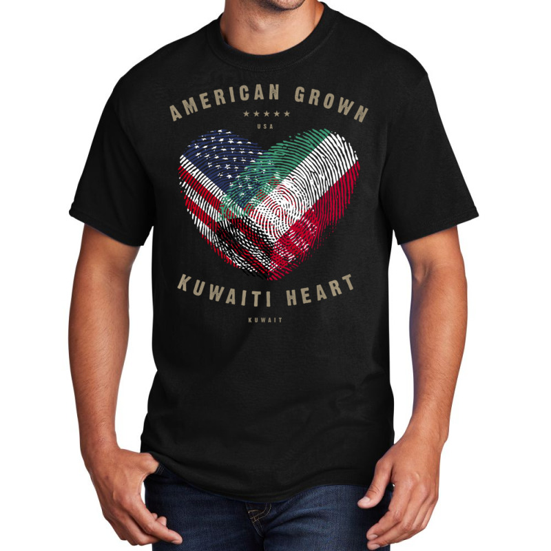 Hot Trend American Grown Kuwaiti Heart Love Kuwait Flag Basic T-shirt by Bostic Walling | Artistshot