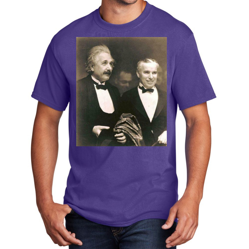 Elbert Einstein With Charlie Chaplin Basic T-shirt by dewacitrus | Artistshot