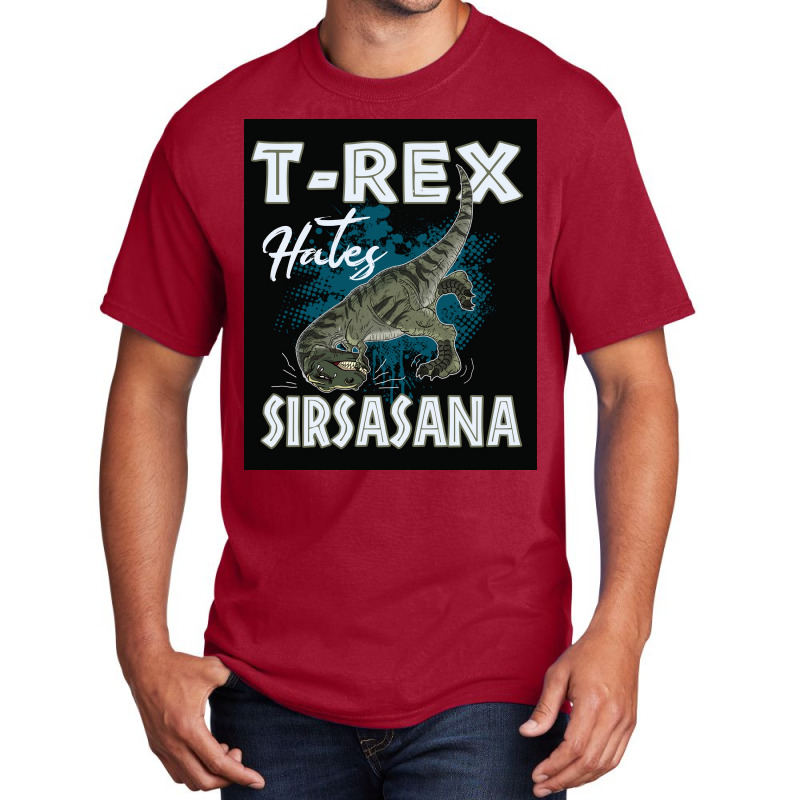 Funny Trex Hates Sirsasana Dinosaur Yoga Poster Gift Basic T-shirt | Artistshot