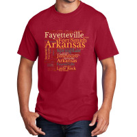 Arkansas Map And Cities Basic T-shirt | Artistshot