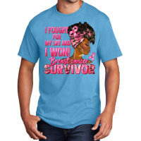 Breast Cancer Survivor I Won Black Woman Basic T-shirt | Artistshot