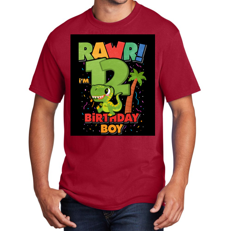 12 Birthday Dinosaur Poster Girl Basic T-shirt | Artistshot