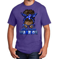 Colon Cancer Warrior Afro Messy Bun Basic T-shirt | Artistshot