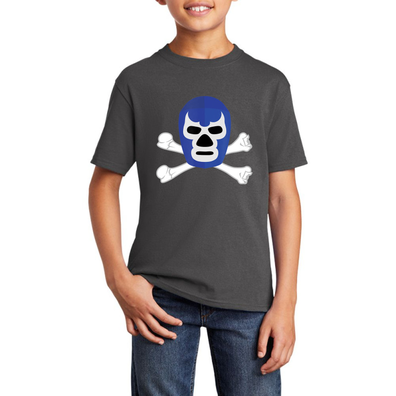 Hot Trend Lucha Libre Blue Mask Cross Bones Mexican Wrestler Basic Youth T-shirt by femalesbaubles | Artistshot