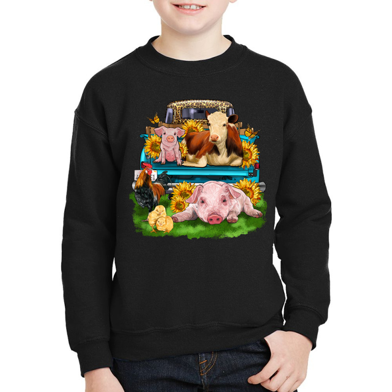 Farm Truck Animals Youth Sweatshirt by Zillion Design Studio | Artistshot