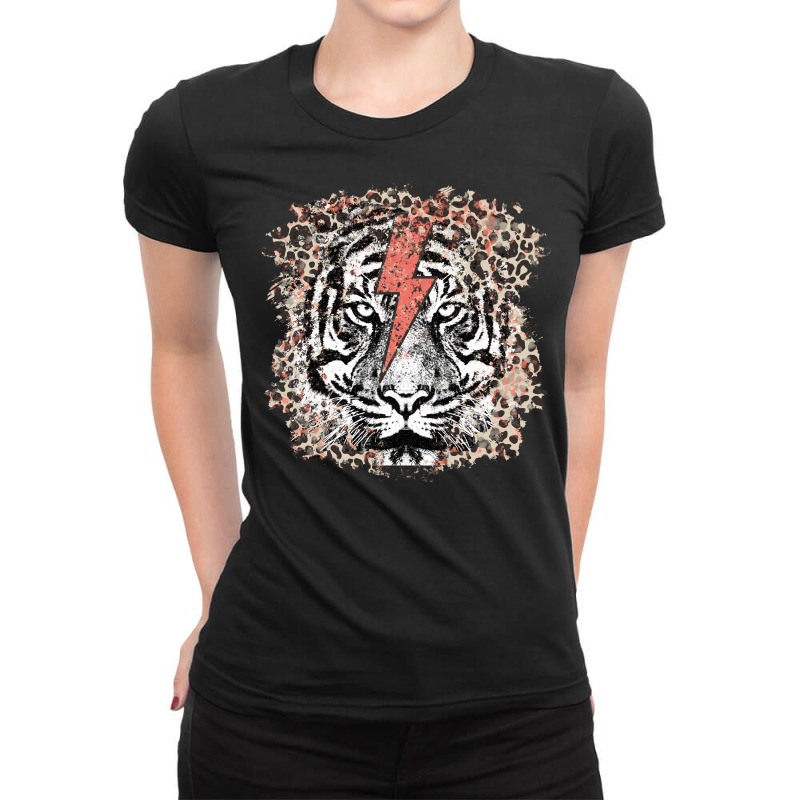 Tiger Lightning Bolt Ladies Fitted T-Shirt by DonieRan | Artistshot