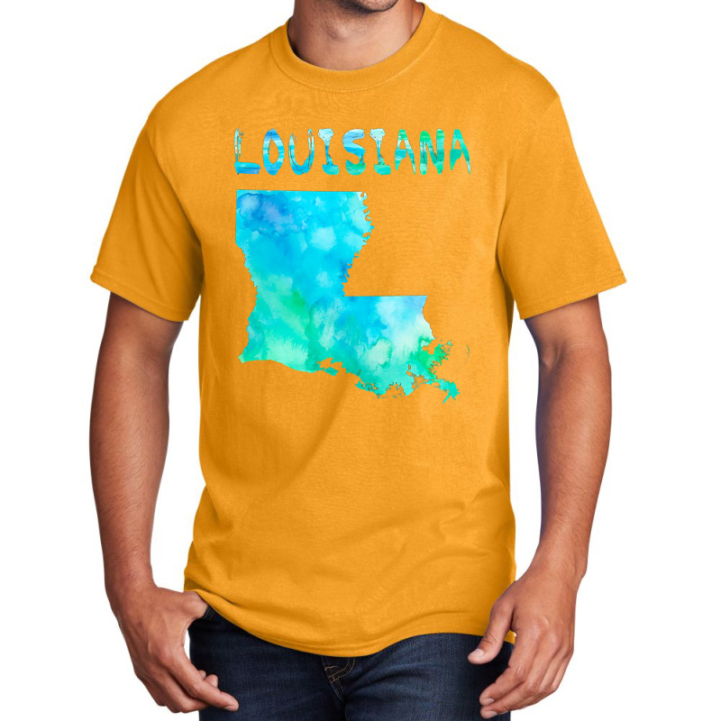 Colorful Isolated Louisiana State Map In Watercolor, United States Basic T-shirt | Artistshot