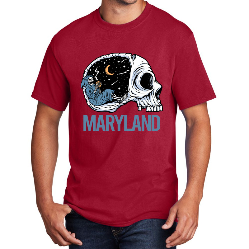 Chilling Skeleton Maryland Basic T-shirt | Artistshot