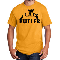 Cat Butler With Cats Crawling On Font Basic T-shirt | Artistshot