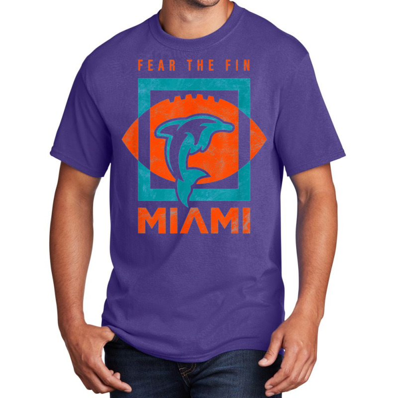 Cool Dolphin Fear The Fin Miami Football Fan Basic T-shirt | Artistshot