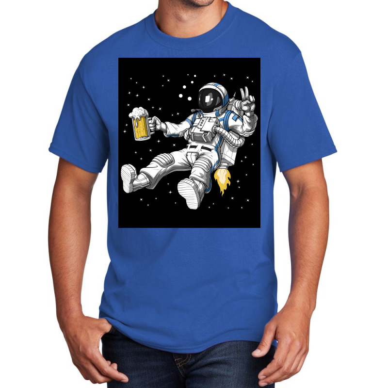 Astronaut Beer Party Poster Basic T-shirt | Artistshot