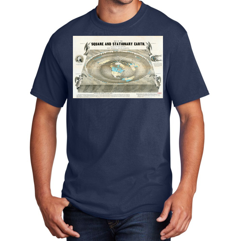 Flat Earth Map Science Denial Poster Copy Basic T-shirt | Artistshot