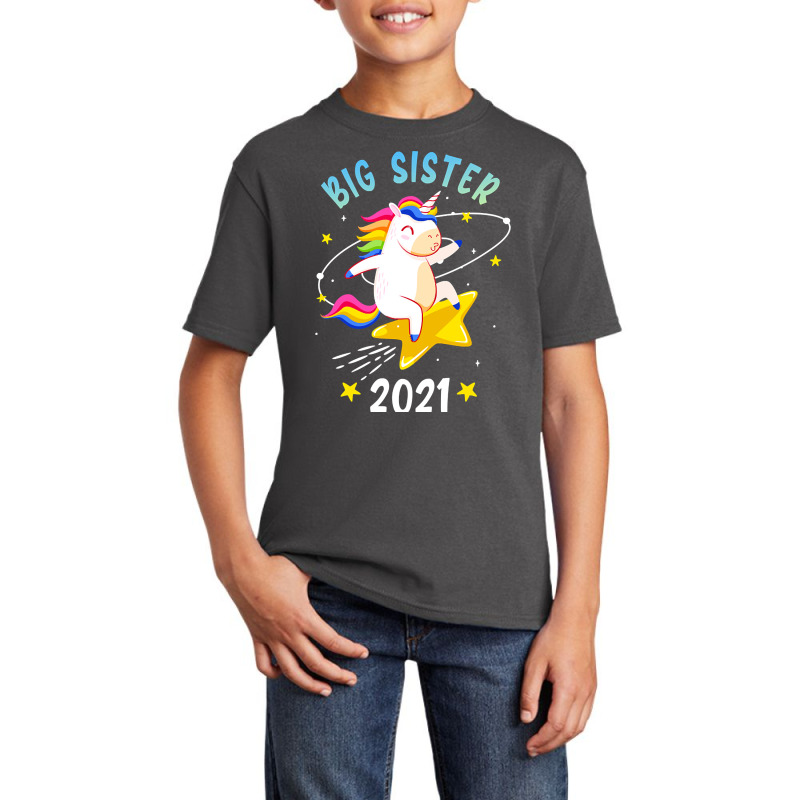 Big Sister 2021 Unicorn Sibling Girls Basic Youth T-shirt by bunchfencing71 | Artistshot