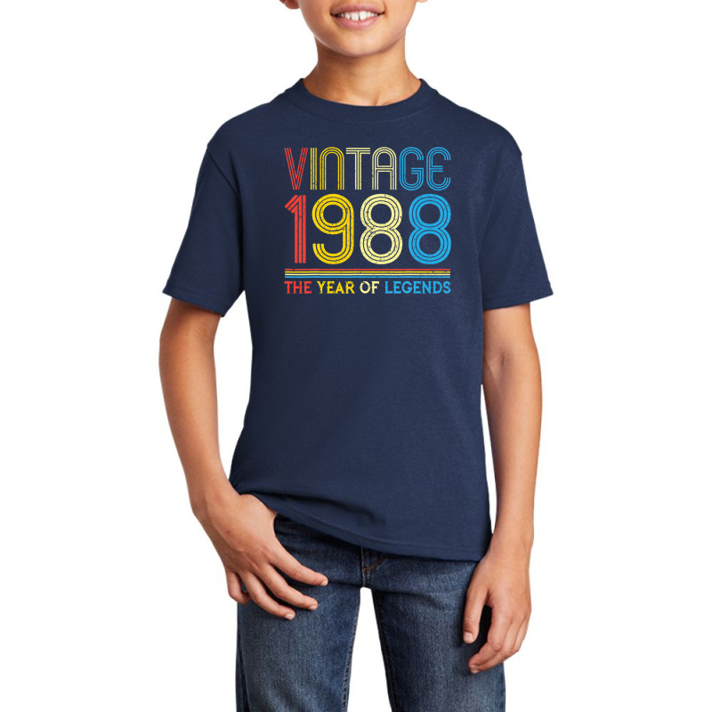 1988. Vintage 1988 Birthday Gifts For Legends Born Made 1988 Basic Youth T-shirt | Artistshot