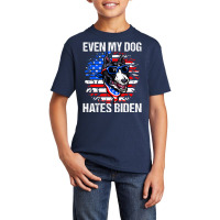 Anti Joe Biden Even My Dog Hates Biden Usa Flag Pibble Basic Youth T-shirt | Artistshot