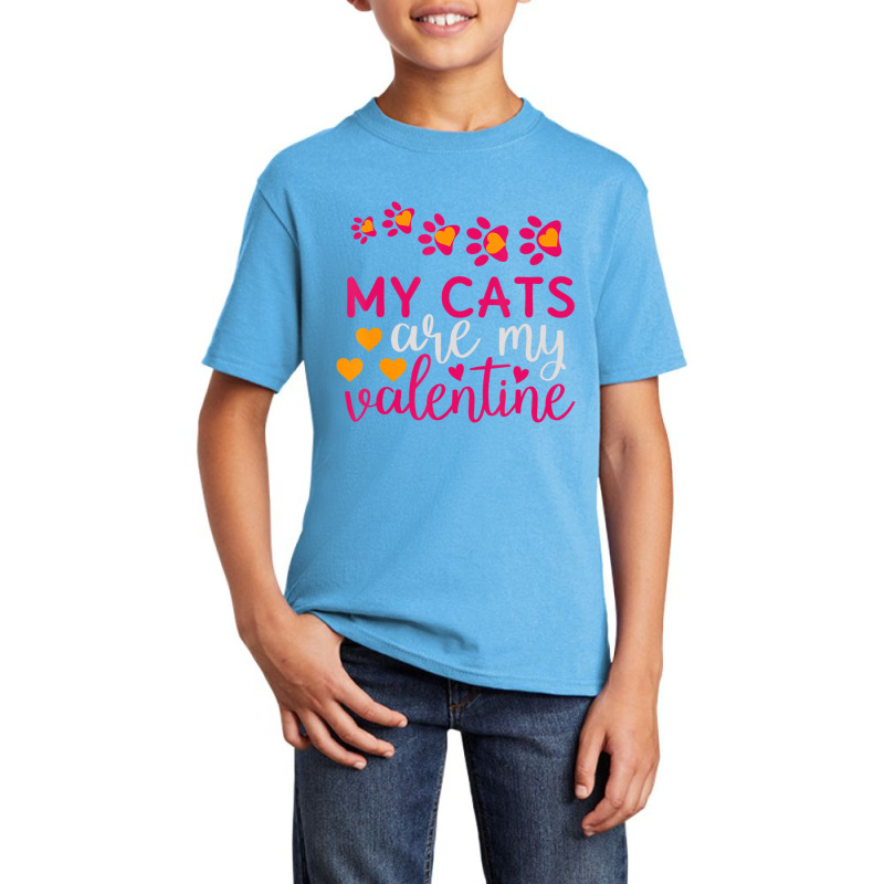 Hot Trend Valentines Day Cat My Cats Are My Valentine Love Basic Youth T-shirt | Artistshot