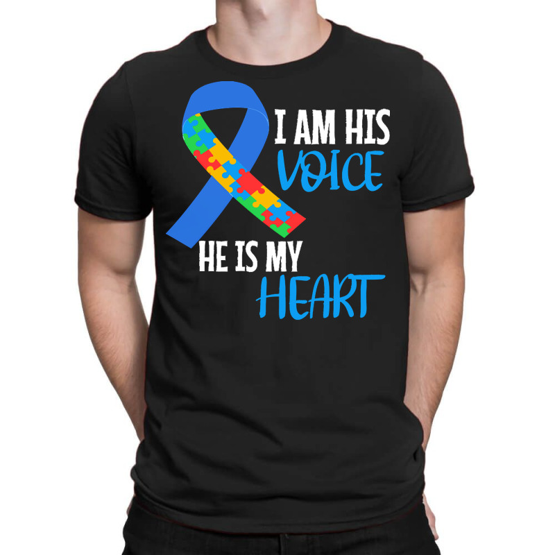 Autism Awareness T  Shirt Autism Awareness I Am His Voice He Is My Hea T-Shirt by joanie38206 | Artistshot