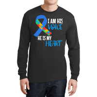 Autism Awareness T  Shirt Autism Awareness I Am His Voice He Is My Hea Long Sleeve Shirts | Artistshot