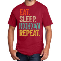 Eat Sleep Hockey Repeat Retro Vintage Gift Basic T-shirt | Artistshot