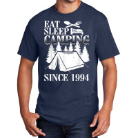 25th Birthday Eat Sleep Camping Camper Basic T-shirt | Artistshot