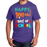 Happy 100th Day Of School Retro Music Basic T-shirt | Artistshot