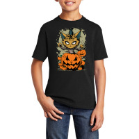 Angry Cat At Night Basic Youth T-shirt | Artistshot