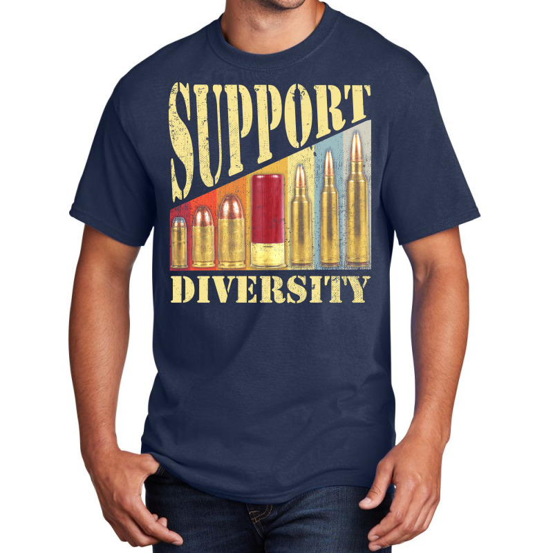 Support Diversity Gun Bullets Veteran Soldier Vintage Girl Basic T-shirt | Artistshot