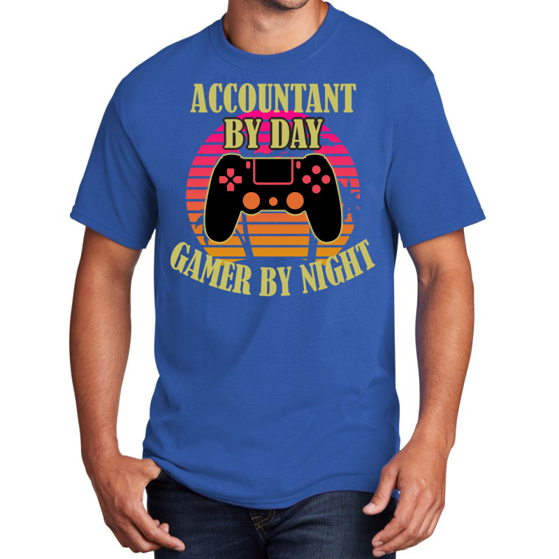 Accountant By Day Gamer By Night 70s Basic T-shirt | Artistshot