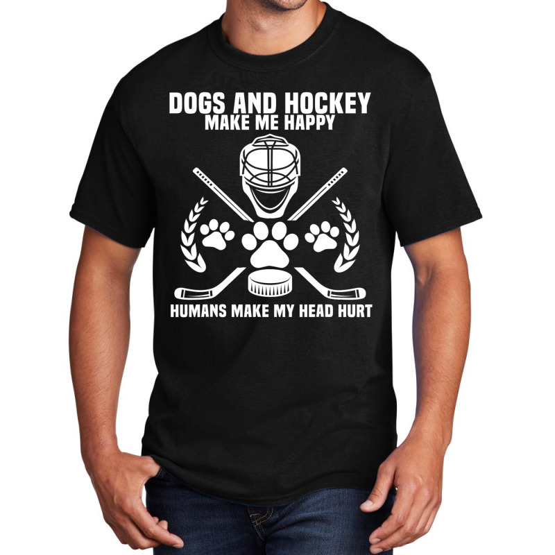 Hockey Makes Me Ice Hockey Happy Player Gift Penalty Box Basic T-shirt by AURRADILLARD | Artistshot