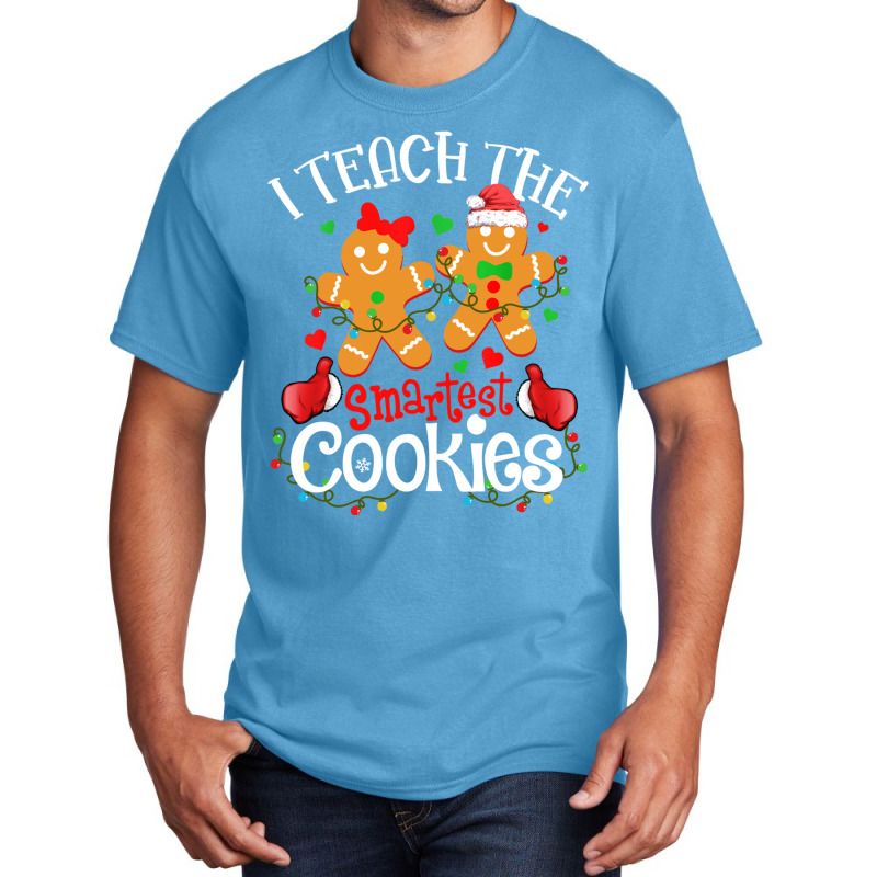 I Teach The Smartest Cookies Funny Teacher Xmas Gingerbread Long Sleev Basic T-shirt | Artistshot